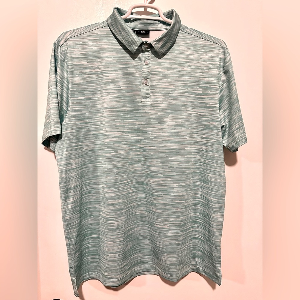 Greenside golf performance polo XL - mint green and white stripe